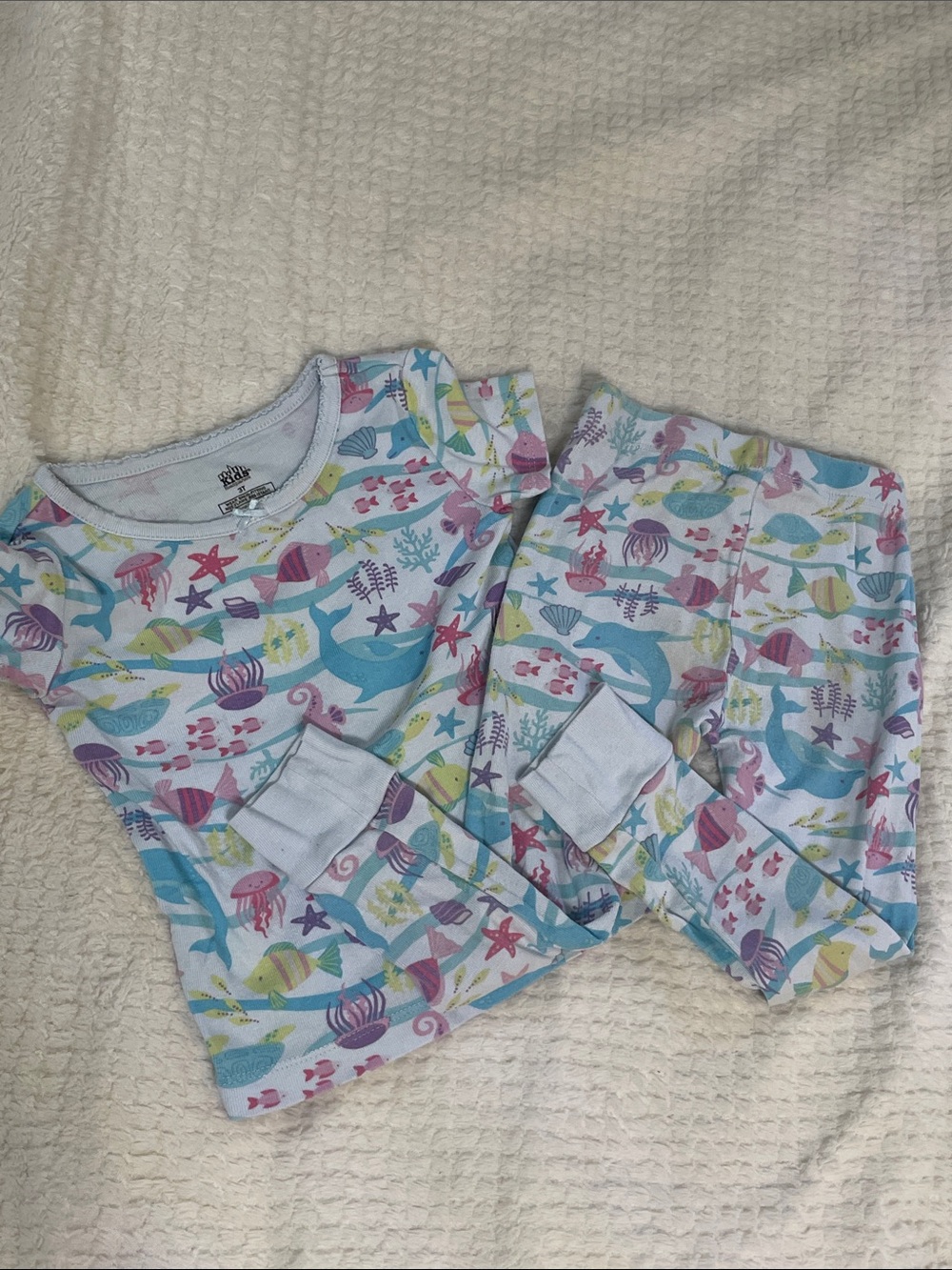 ❤️4 for $10 Kids Headquarters Pastel Ocean Print Pajama Set - Blue, Pink, Purple